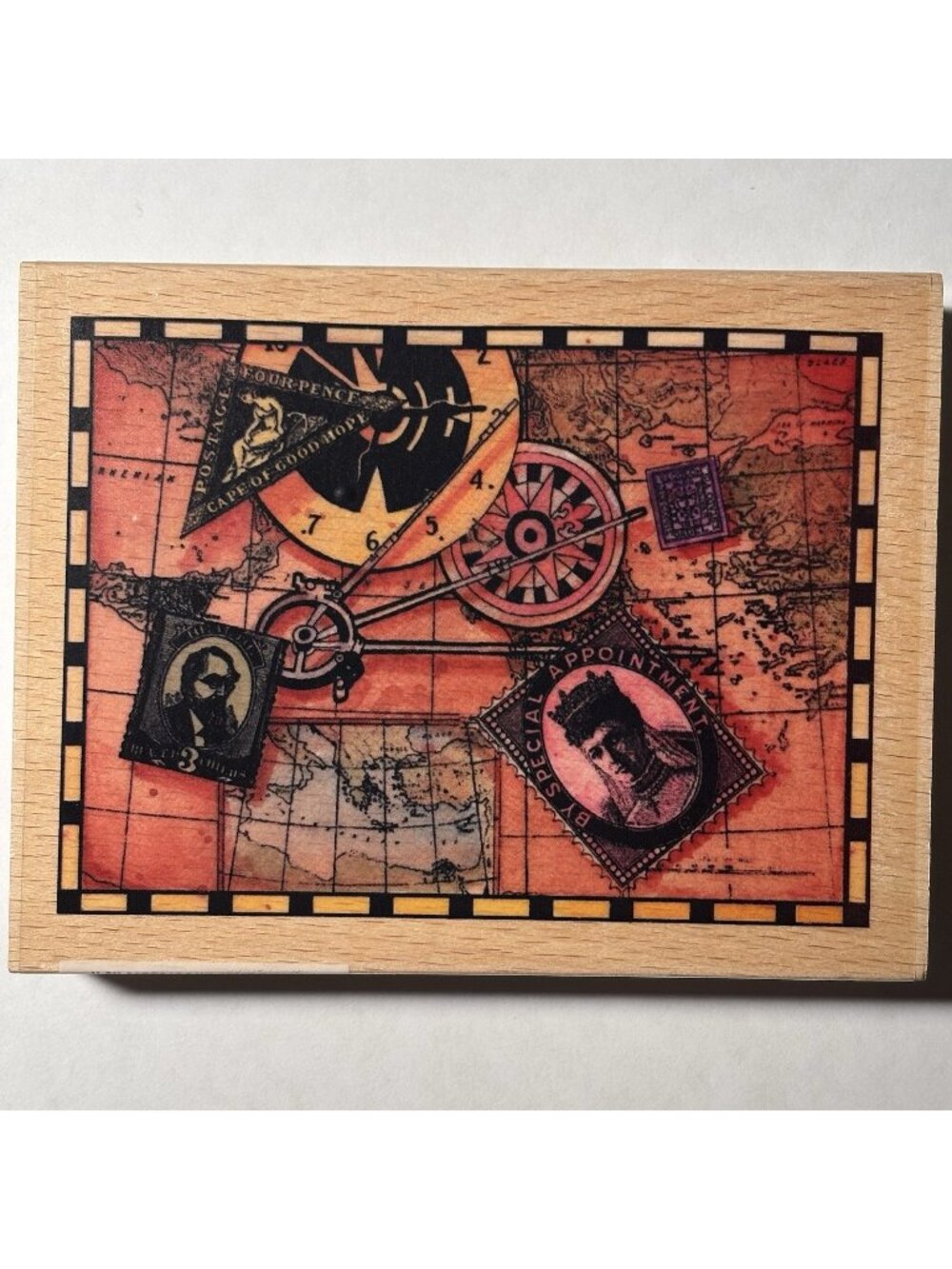 Sugarloaf Products Whispers Wood Mount Rubber Stamp Map Postal Stamps Key Clock